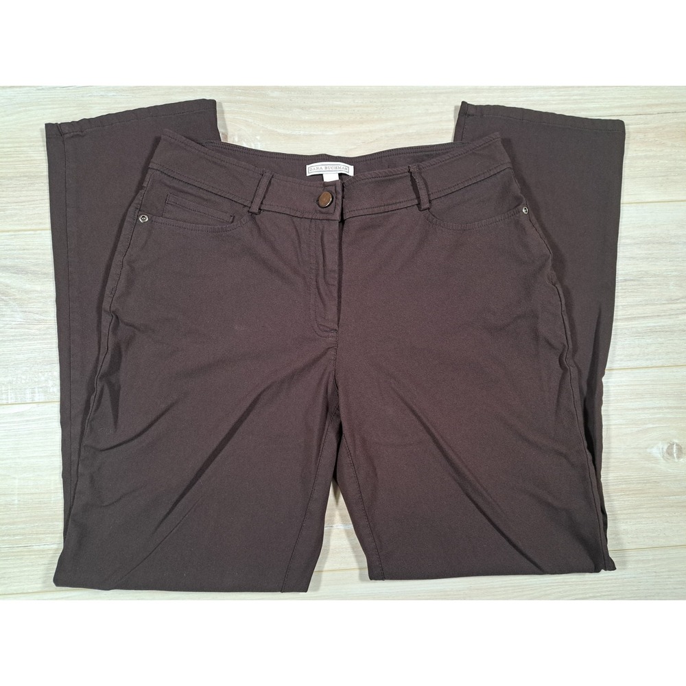 Dana Buchman Womens Brown Straight Leg Stretch Trousers Size 8 Chocolate Pants
